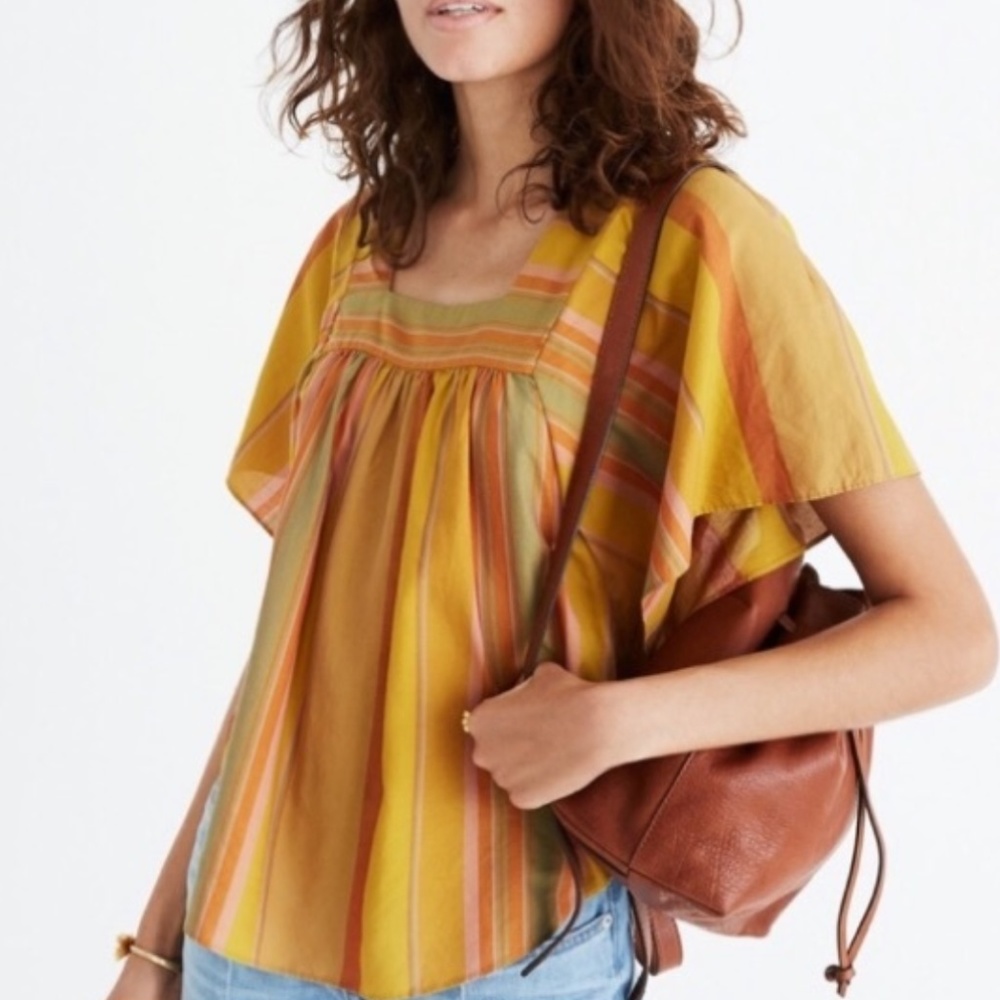Madewell Butterfly Top in Yellow Stripe